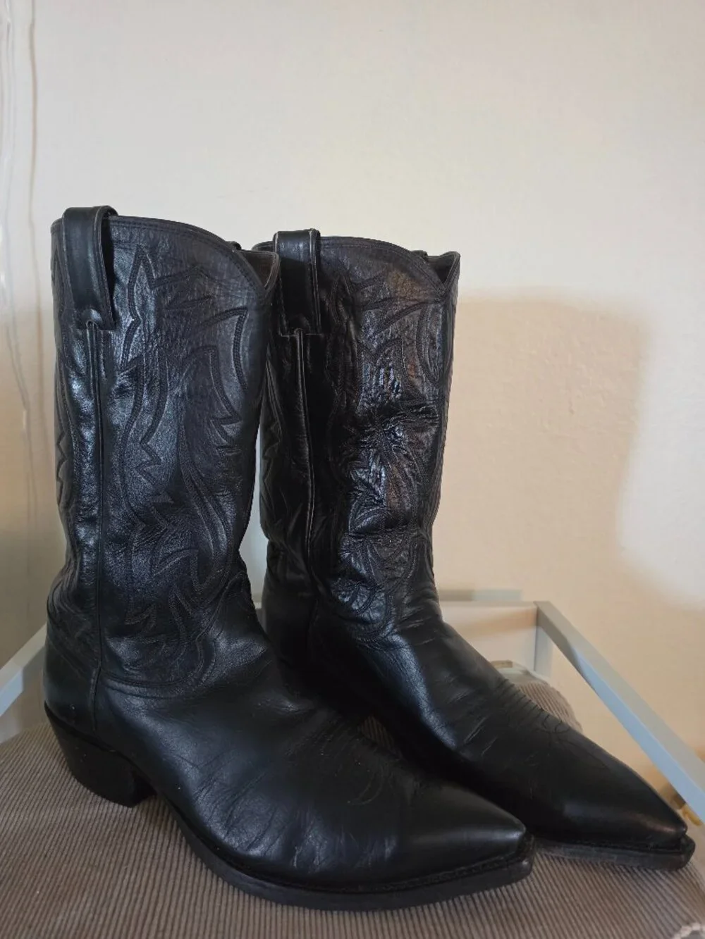 Vintage Justin Black Leather Cowboy Boots Men’s 9.5D Made in USA